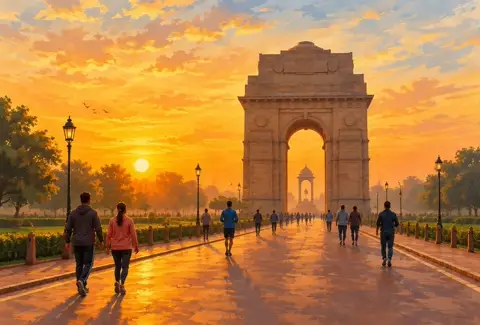 Sunrise and Sunset Today in Delhi: delhi illustration