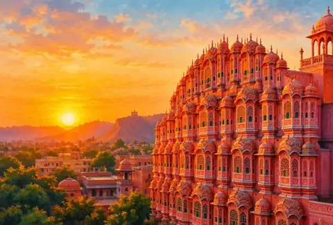 Sunrise and Sunset Today in Jaipur: jaipur illustration