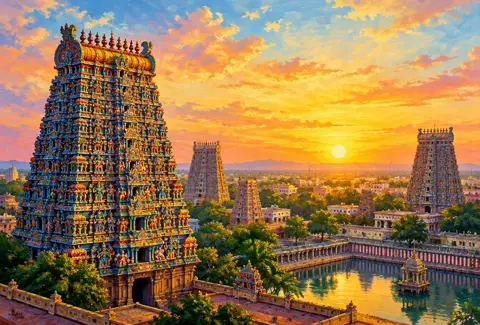 Sunrise and Sunset Today in Madurai: madurai illustration