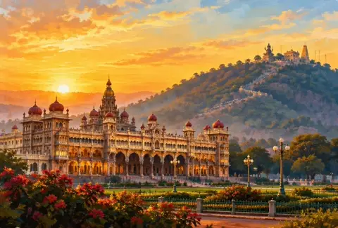 Sunrise and Sunset Today in Mysuru: mysuru illustration